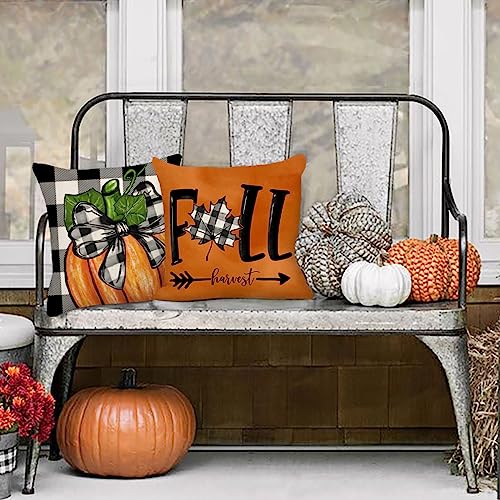 Autumn Buffalo Check Pillow Covers Set of 4