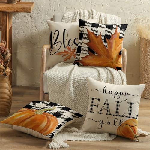 Fall Decorative Pillow Covers Set of 4