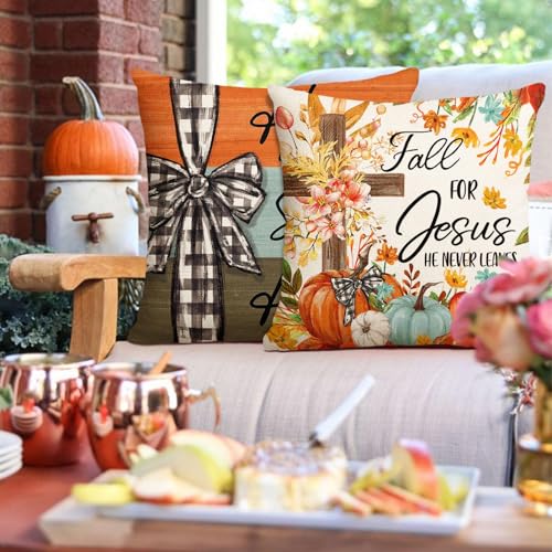 Fall Pillow Covers 18x18 Set of 4 - Farmhouse Decor