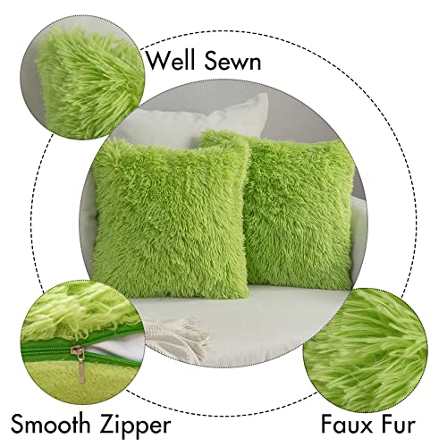 Luxury Faux Fur Throw Pillow Covers - Set of 2