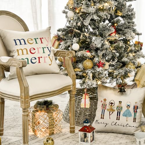 Nutcracker Christmas Throw Pillow Covers - Set of 4