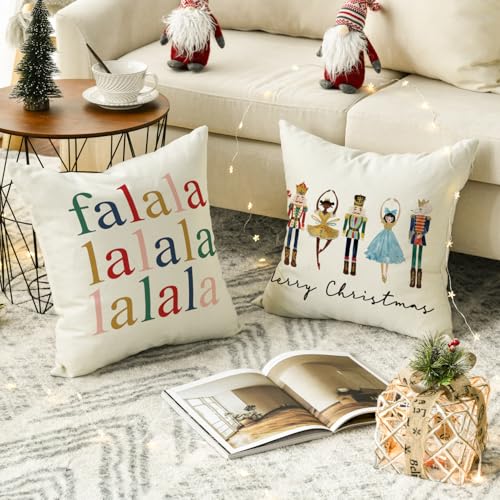 Nutcracker Christmas Throw Pillow Covers - Set of 4