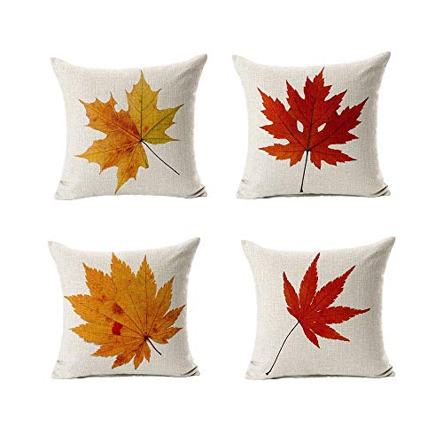 Autumn Maple Leaf Cushion Covers Set of 4