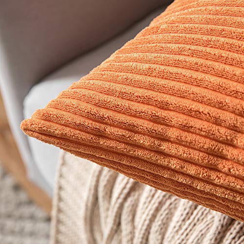 MIULEE Set of 2 Orange Corduroy Throw Pillow Covers