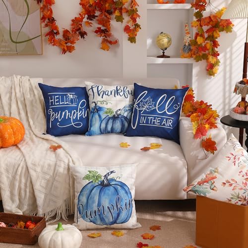 Buffalo Plaid Fall Pumpkin Pillow Covers - Set of 4