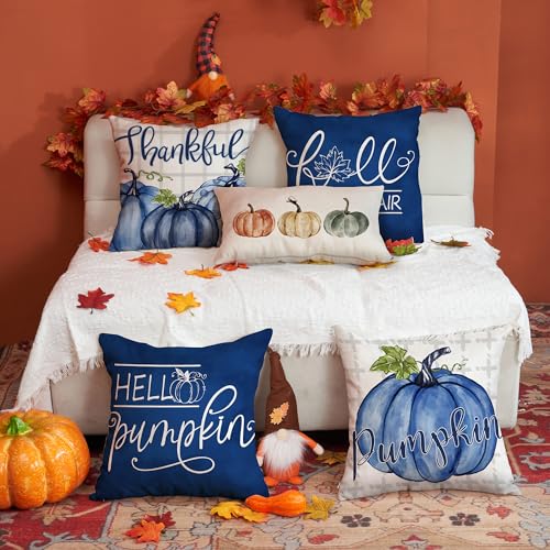 Buffalo Plaid Fall Pumpkin Pillow Covers - Set of 4