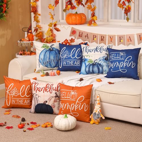 Buffalo Plaid Fall Pumpkin Pillow Covers - Set of 4