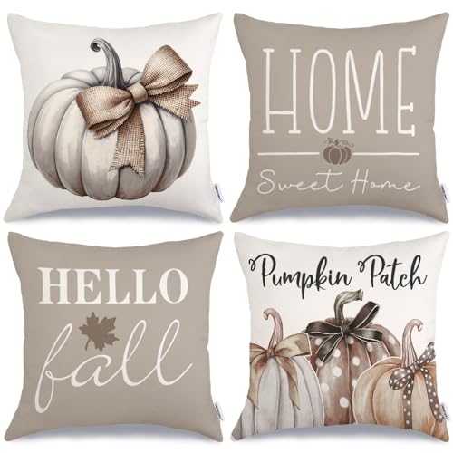 Hello Fall Pumpkin Patch Throw Pillow Covers Set