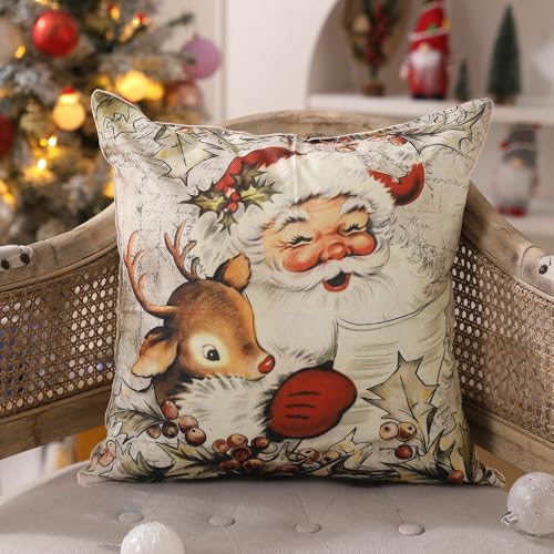 Vintage Christmas Pillow Covers Set of 4 - 18x18