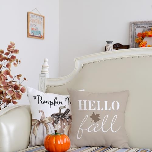 Hello Fall Pumpkin Patch Throw Pillow Covers Set