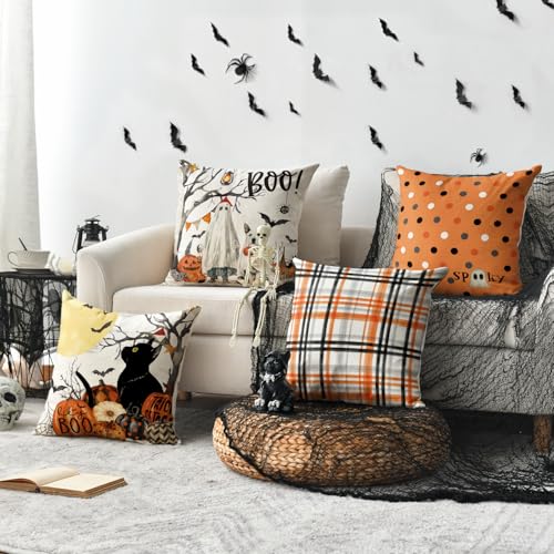 Halloween Spooky Throw Pillow Covers Set of 4