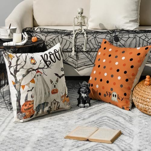 Halloween Spooky Throw Pillow Covers Set of 4