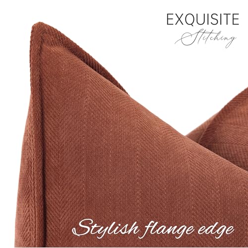 Elegant Rust Chenille Pillow Covers - Set of 2