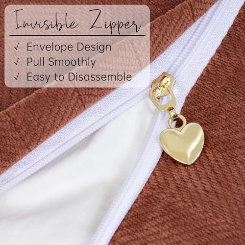 Elegant Rust Chenille Pillow Covers - Set of 2