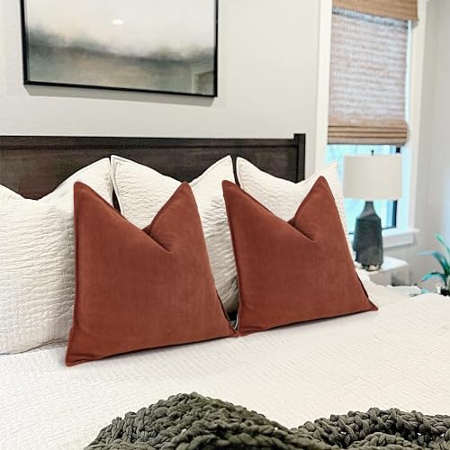 Elegant Rust Chenille Pillow Covers - Set of 2