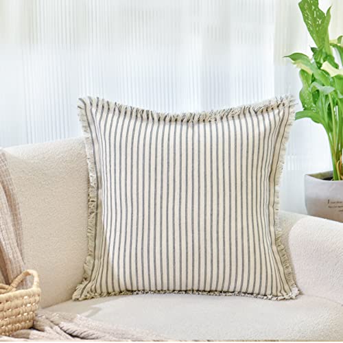 Striped Fringe Throw Pillow Covers - Set of 2