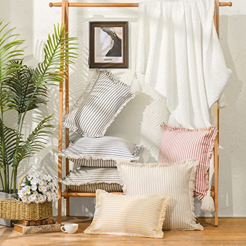 Striped Fringe Throw Pillow Covers - Set of 2