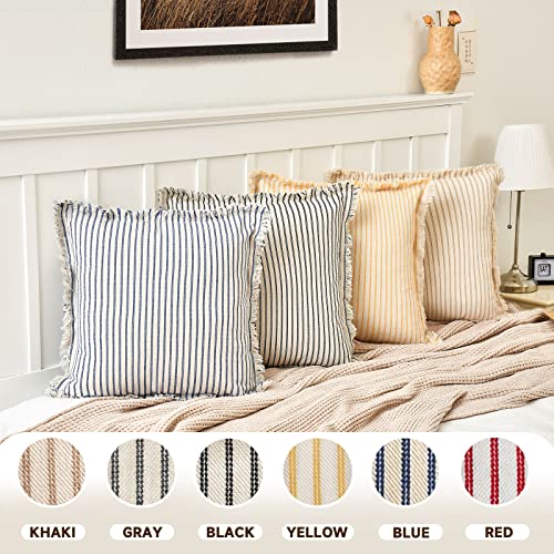 Striped Fringe Throw Pillow Covers - Set of 2