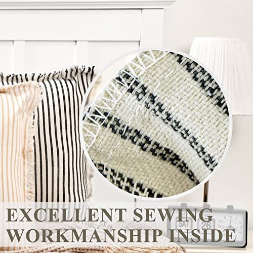 Striped Fringe Throw Pillow Covers - Set of 2