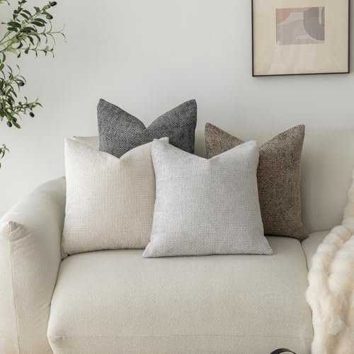 Neutral Velvet Decorative Pillow Covers Set of 4