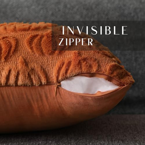 Autumn Pumpkin Faux Fur Cushion Covers - Set of 2