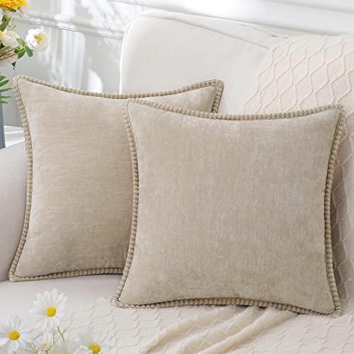 Chenille Velvet Throw Pillow Covers Set of 2