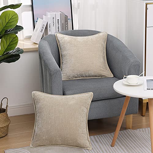 Chenille Velvet Throw Pillow Covers Set of 2