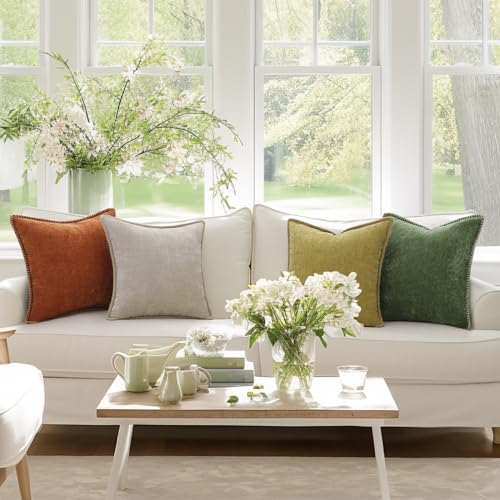 Chenille Velvet Throw Pillow Covers Set of 2