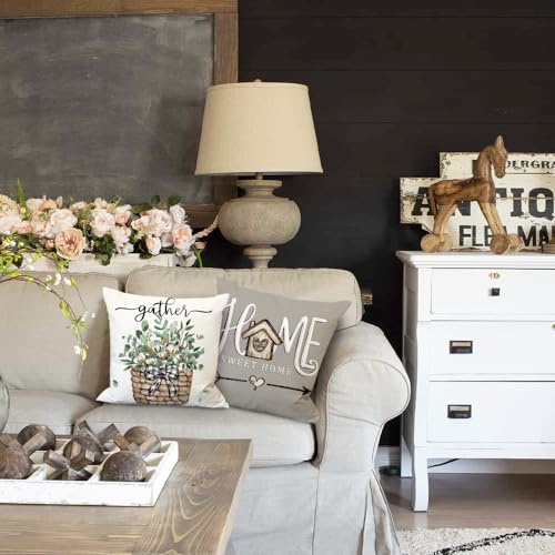 Eucalyptus Leaves Farmhouse Pillow Covers Set of 4