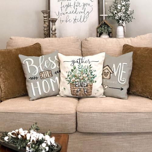 Eucalyptus Leaves Farmhouse Pillow Covers Set of 4