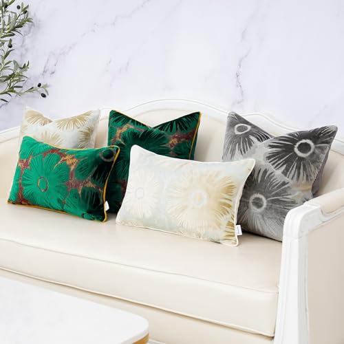 Burnt Orange Floral Velvet Throw Pillow Cover