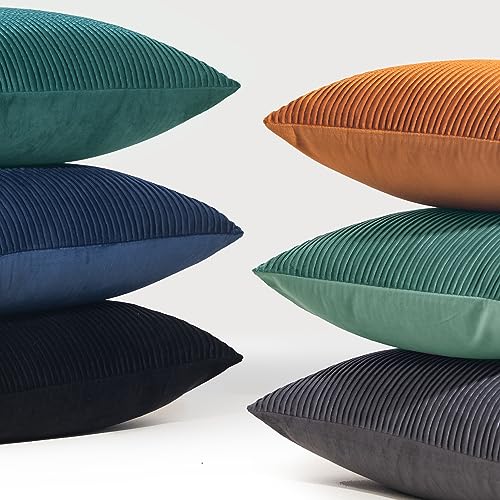 Velvet Black Striped Pillow Covers - Set of 2