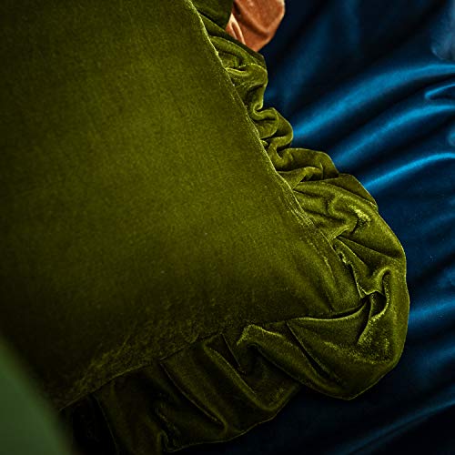 Olive Green Velvet Throw Pillow Covers - 2 Pack