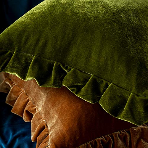 Olive Green Velvet Throw Pillow Covers - 2 Pack