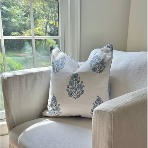 Camille Floral Blockprint Throw Pillow Cover