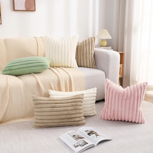 Set of 2 Soft Faux Fur Decorative Cushion Covers