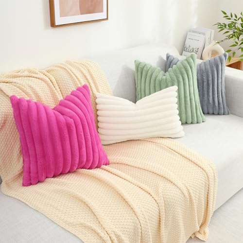 Set of 2 Soft Faux Fur Decorative Cushion Covers