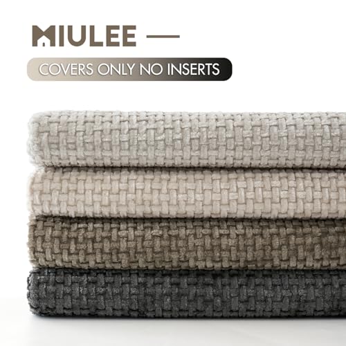 MIULEE Set of 4 Neutral Chenille Pillow Covers