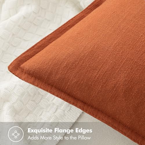 Rustic Soft Linen Throw Pillow Covers - 2 Pack