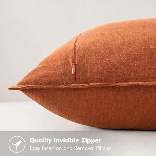 Rustic Soft Linen Throw Pillow Covers - 2 Pack