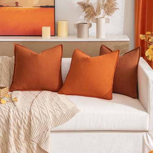 Rustic Soft Linen Throw Pillow Covers - 2 Pack