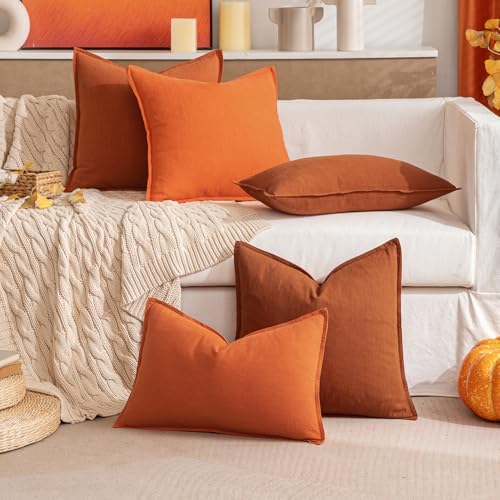 Rustic Soft Linen Throw Pillow Covers - 2 Pack