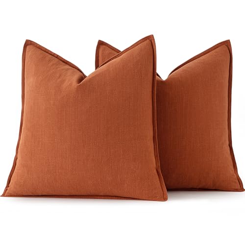 Rustic Soft Linen Throw Pillow Covers - 2 Pack