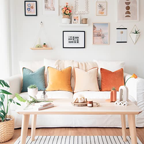 Set of 4 Reversible Velvet Throw Pillow Covers