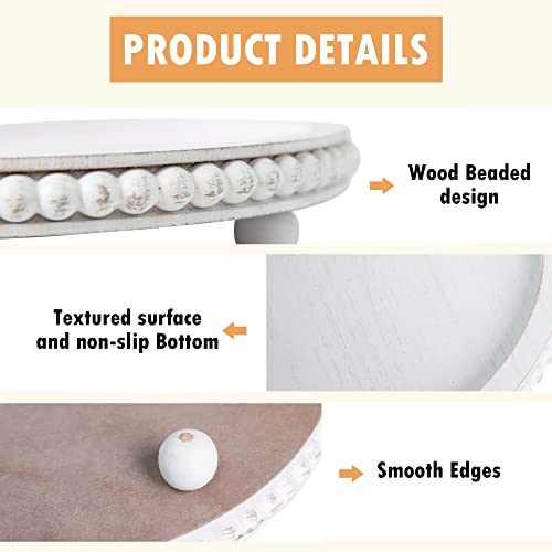 Wood Beaded Tray with Tassels for Home Decor