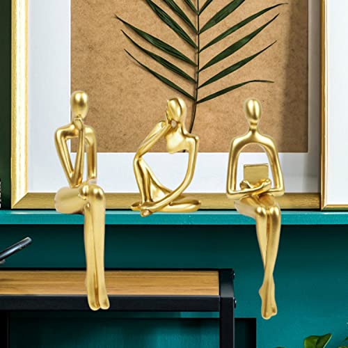 Set of 3 Gold Abstract Thinker Statues
