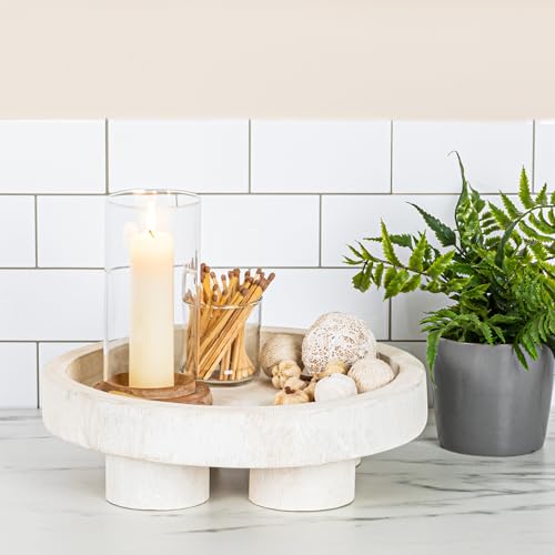 Bloomingville Paulownia Wood Tray Pedestal Decor