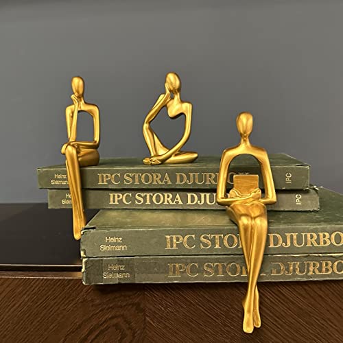 Set of 3 Gold Abstract Thinker Statues