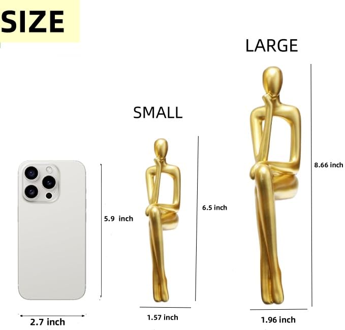 Set of 3 Gold Abstract Thinker Statues