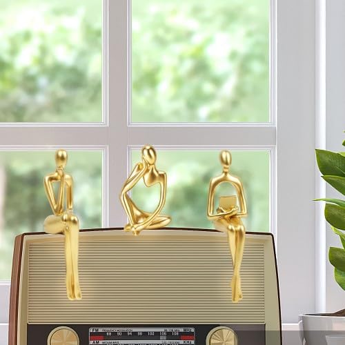 Set of 3 Gold Abstract Thinker Statues